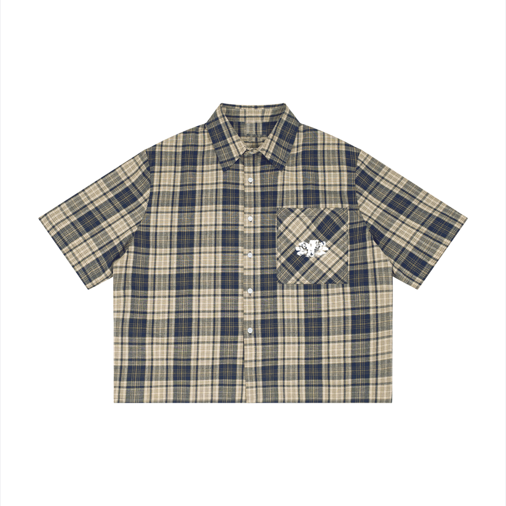 FLANELLE BOXY (Marine/Abricot)