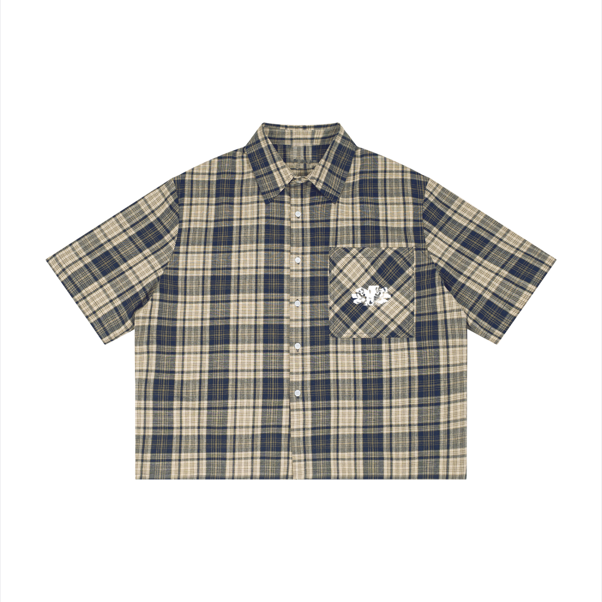 FLANELLE BOXY (Marine/Abricot)